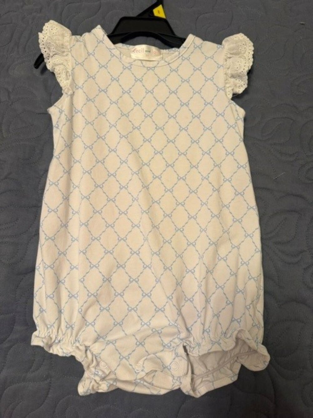 LITTLE GIRLS CECIL & LOU WHITE/BLUE BUBBLE SOFT COTTON SIZE 2T
